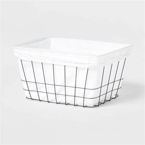 metal frame fabric basket 11 in|Metal Wire Laundry Basket with Fabric Liner.